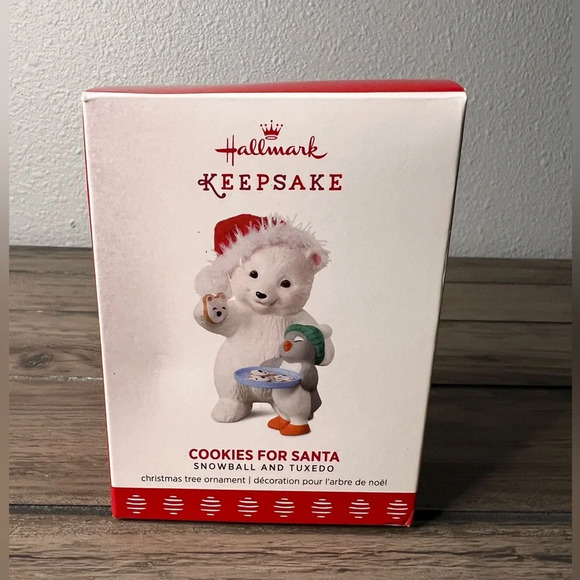 HALLMARK NEW 2017 “COOKIES FOR SANTA”Christmas ORNAMENT  SNOWBALL & TUXEDO #17th - Picture 2 of 10